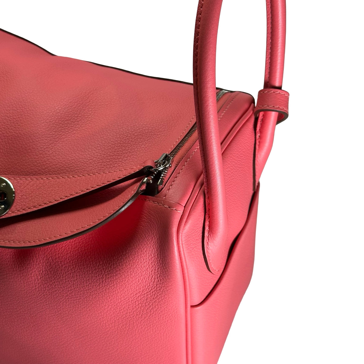 Used HERMES Clemence Lindy 26 Handbag Pink PHW