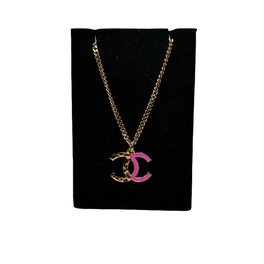 Brand New CHANEL CC Necklace Necklace Gold Pink