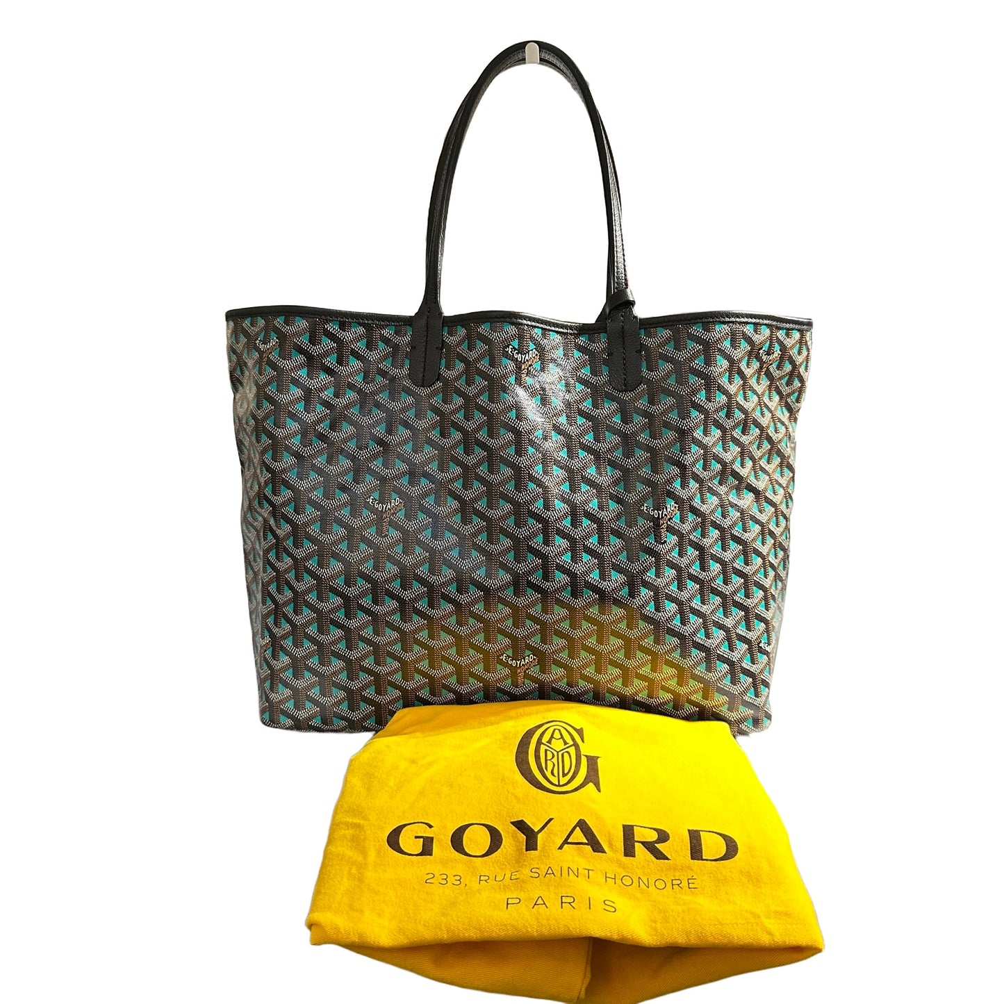 Used GOYARD Tote PM Tote Black Blue Tote Bag Black BLUE