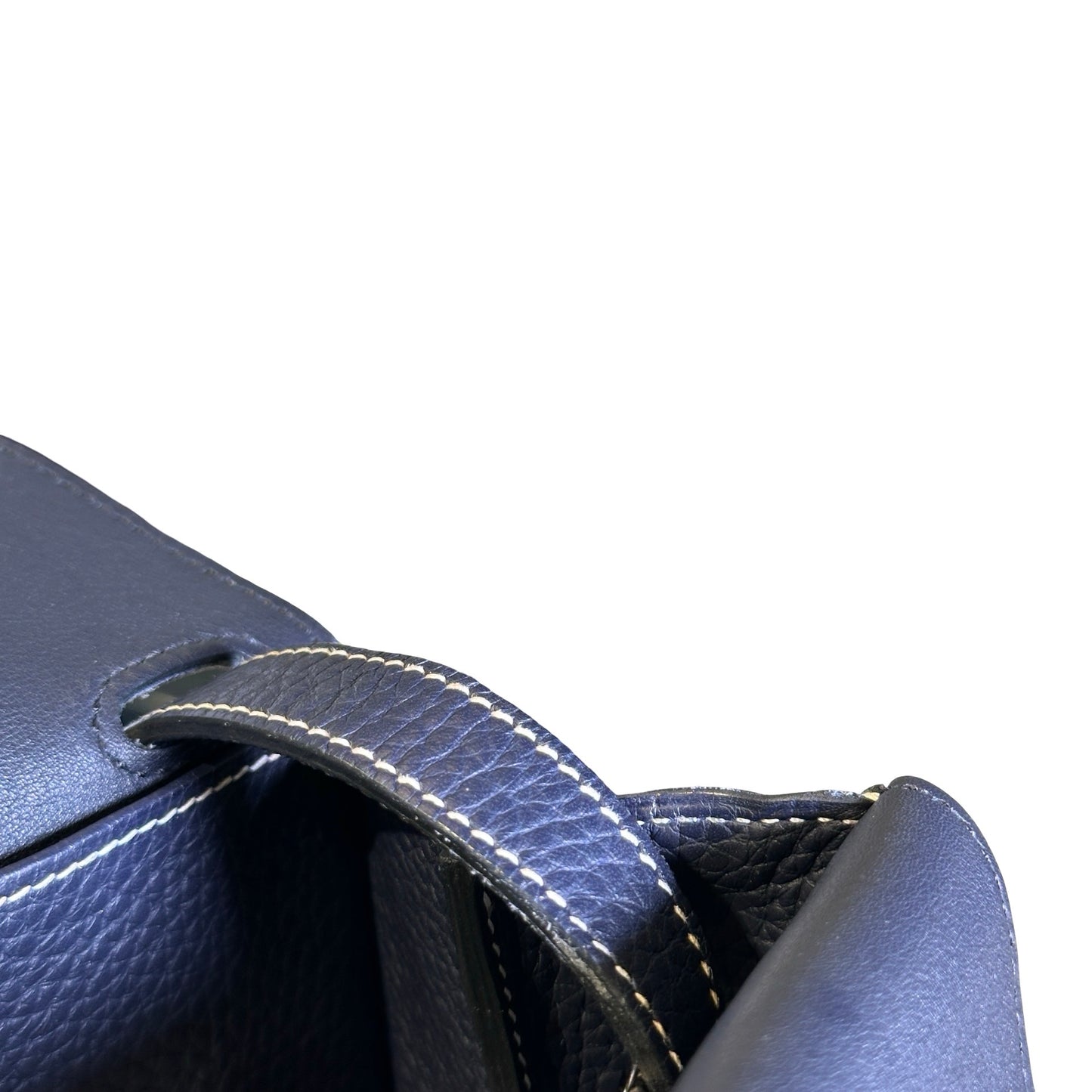 Used HERMÈS Clemence leather Halzan 31 Shoulder Bag Navy Blue PHW