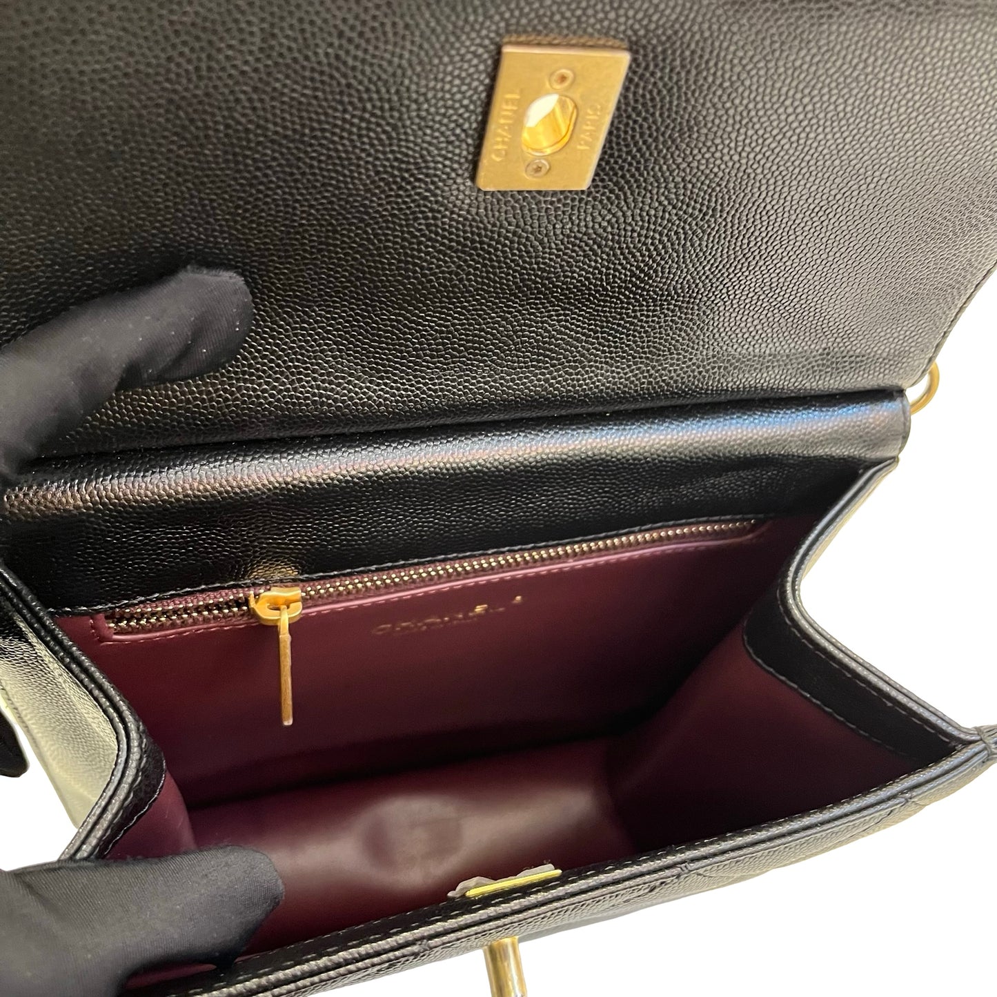 Used Chanel Caviar 23A Backpack Black GHW