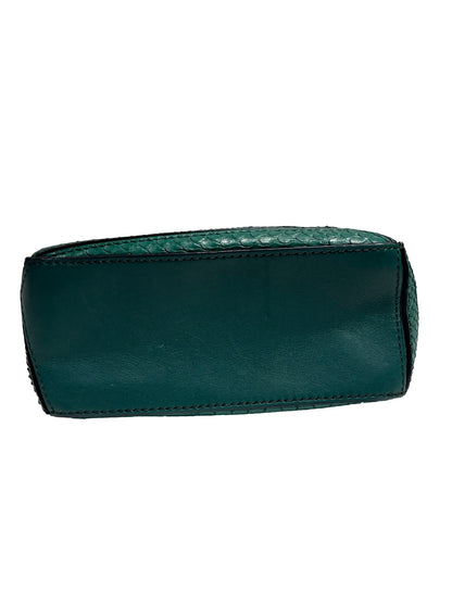 Used LOEWE Python Leather Puzzle Mini Crossbody Bag Green