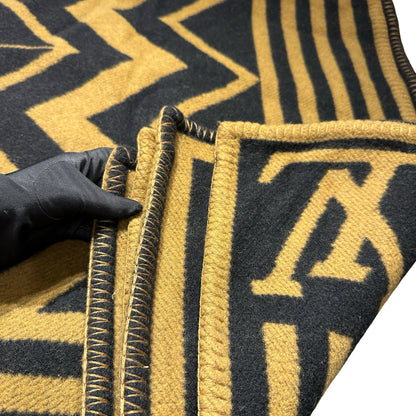 Used LOUS VUITTON Stripes Rocabar Blanket Scarf Black Yellow