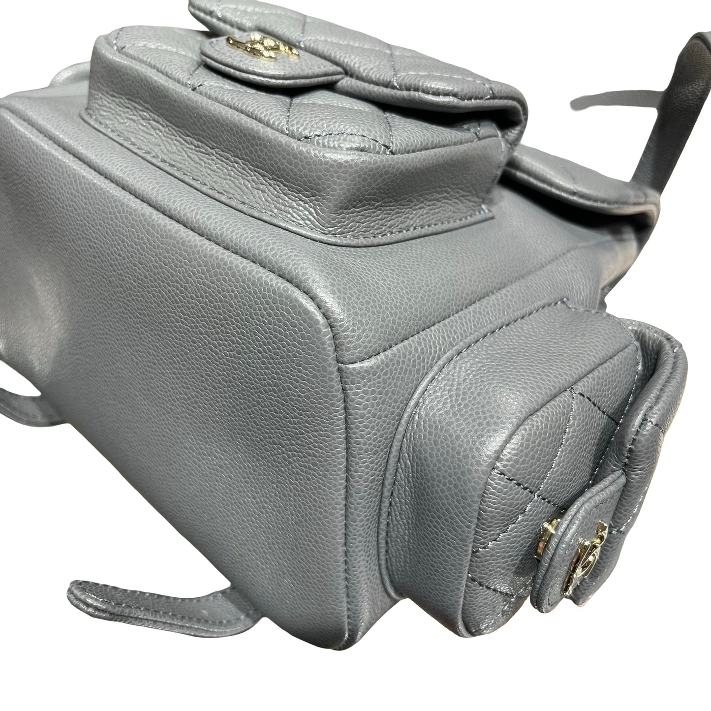 Used CHANEL Caviar Leather Small Duma Backpack Grey GHW