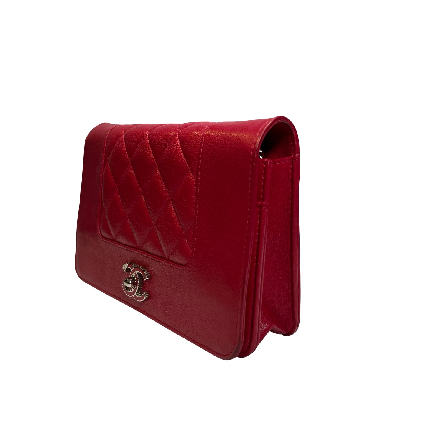 Used CHANEL Quilted Leather Wallet On Chain (WOC) Wallet on chain Red PHW