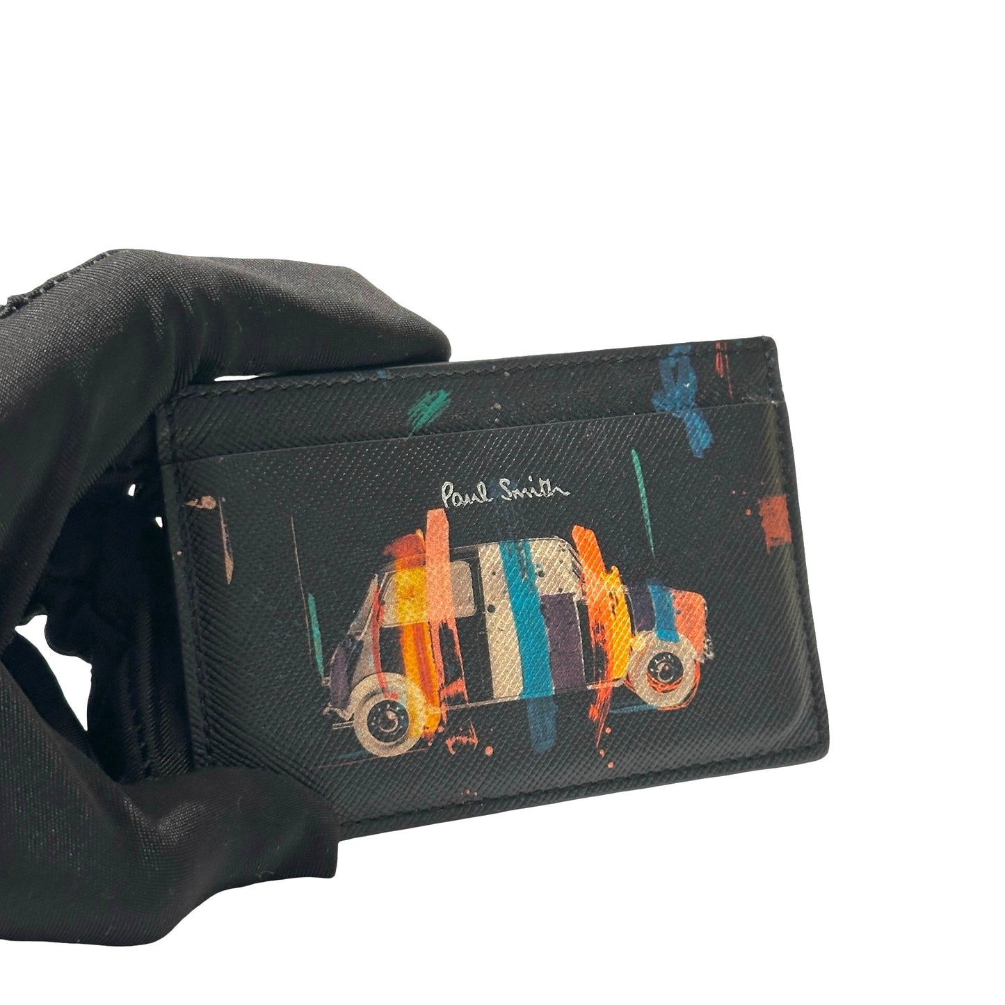 Used Pawl Smith Calfskin Leather Cardholder Card Holder Black PHW