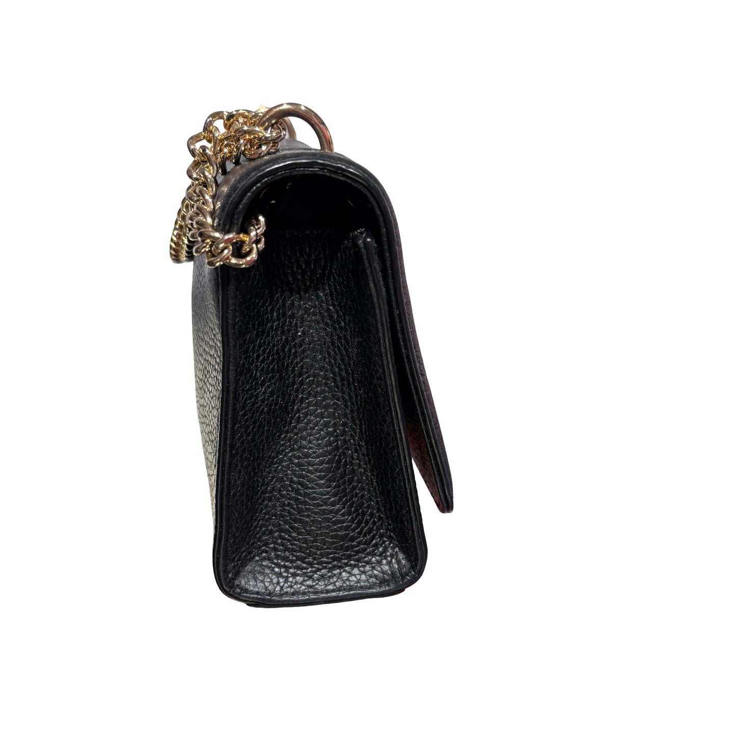 Used TORY BURCH Calfskin Leather Chain Shoulder Shoulder Bag Black GHW