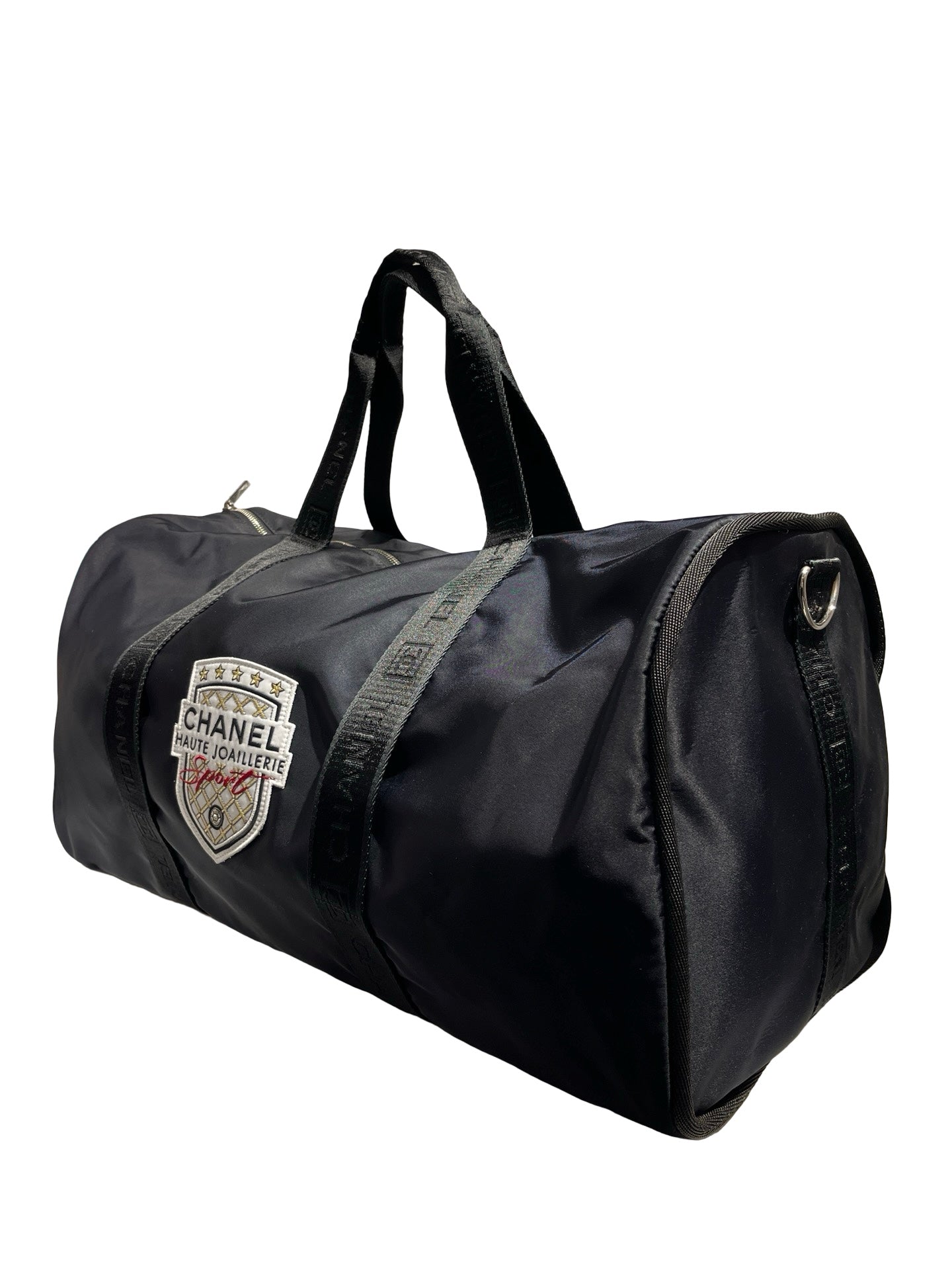 Used CHANEL Nylon Tote Bag Holdall Navy Blue Black PHW