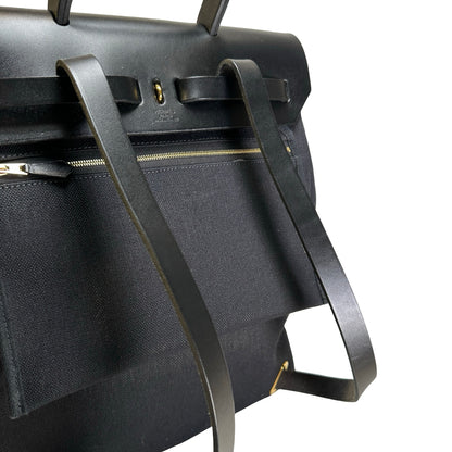 Used HERMES Canvas Leather Herbag A Dos Zip Retourne Backpack Black
