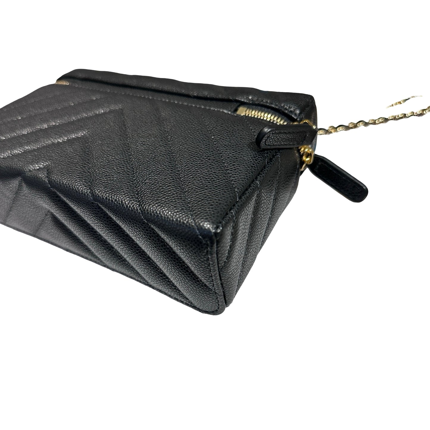 Unused CHANEL Calfskin Leather Vanity Case Cross Body Bag Black GHW