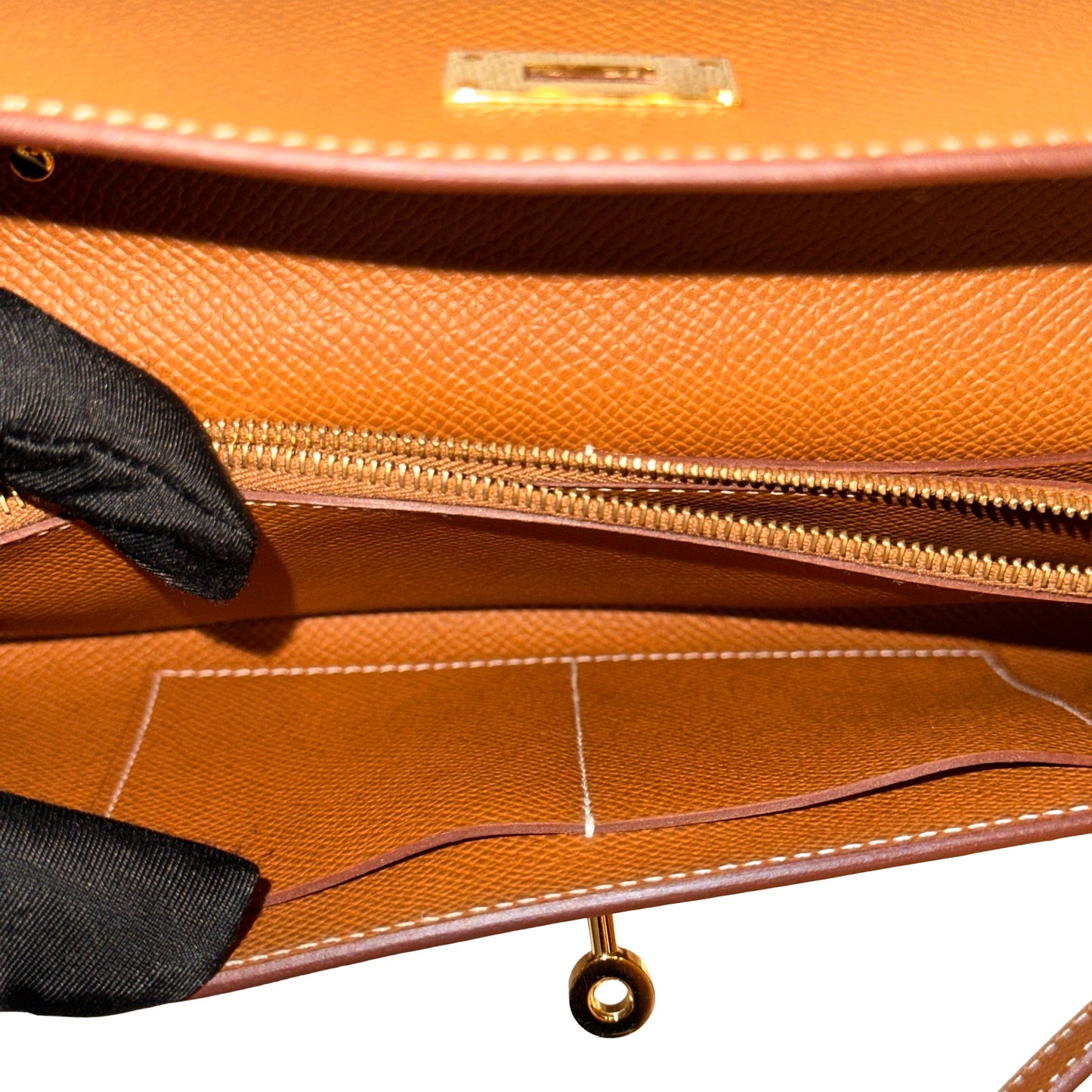 Used HERMÈS Epsom Leather KELLY. TO GO Cross Body Bag Gold (37) GHW