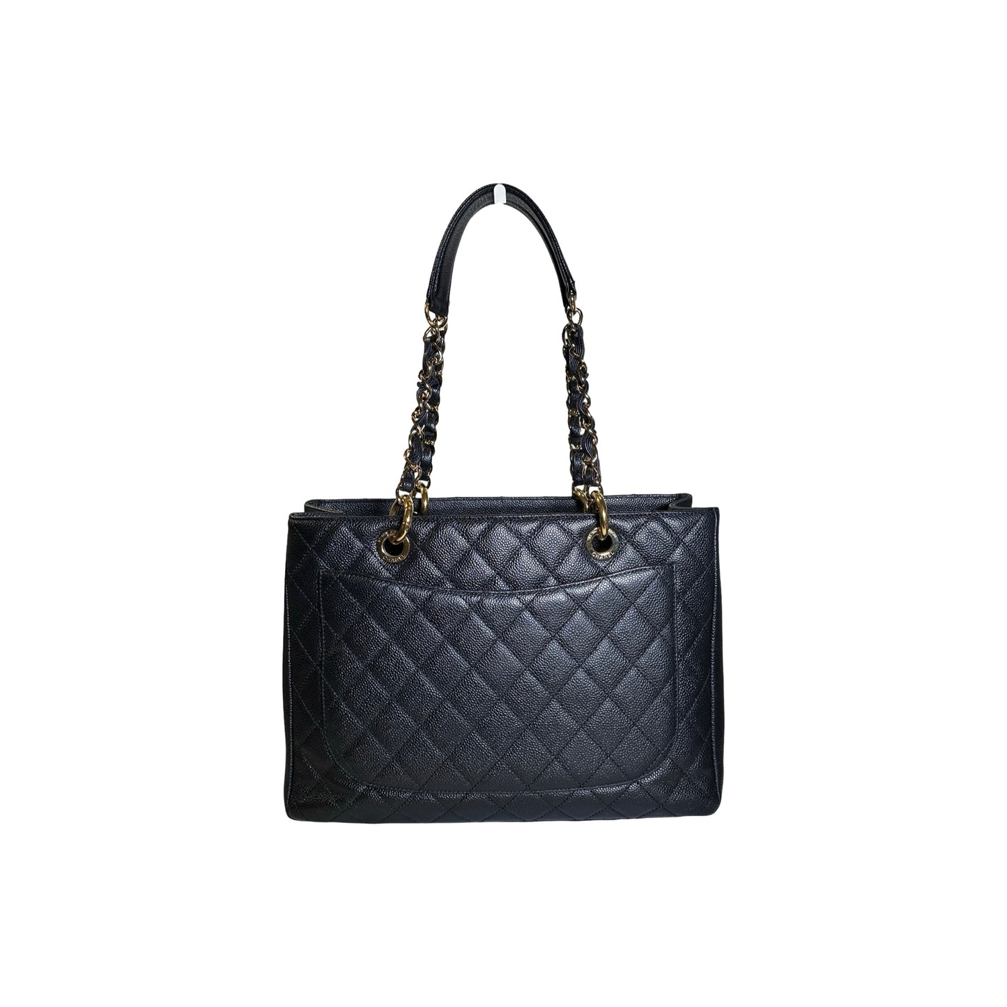 Used Chanel Caviar Leather GST Tote Bag Black GHW