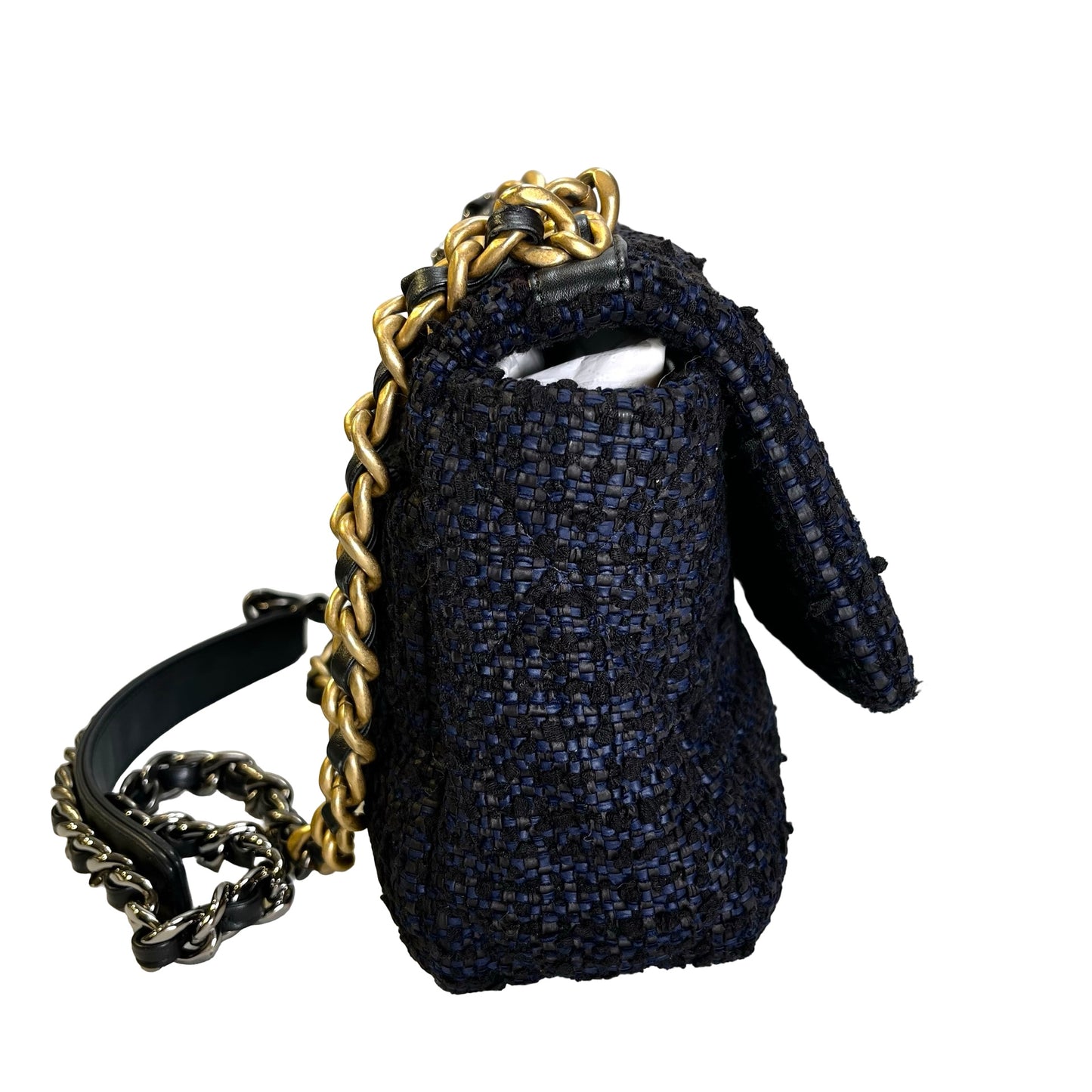 Used CHANEL Tweed 19 Shoulder Bag Blue Black