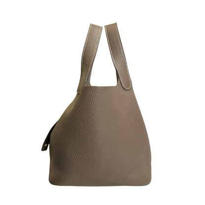 Used HERMES Clemence Picotin Lock Handbag Etain