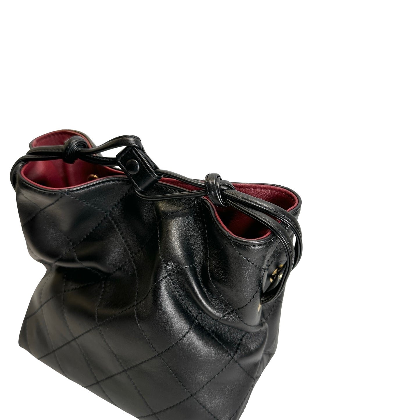 Brand New CHANEL Quilted Leather Gabrielle Hobo Bucket Bag Black Gold