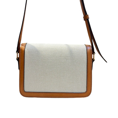 Used CÉLINE Calfskin Leather Triomphe Teen Small Shoulder Bag Natural Tan