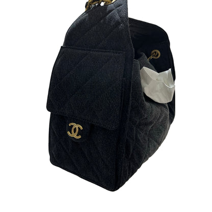 New CHANEL Denim Small 25 Denim Shoulder Bag GHW Black