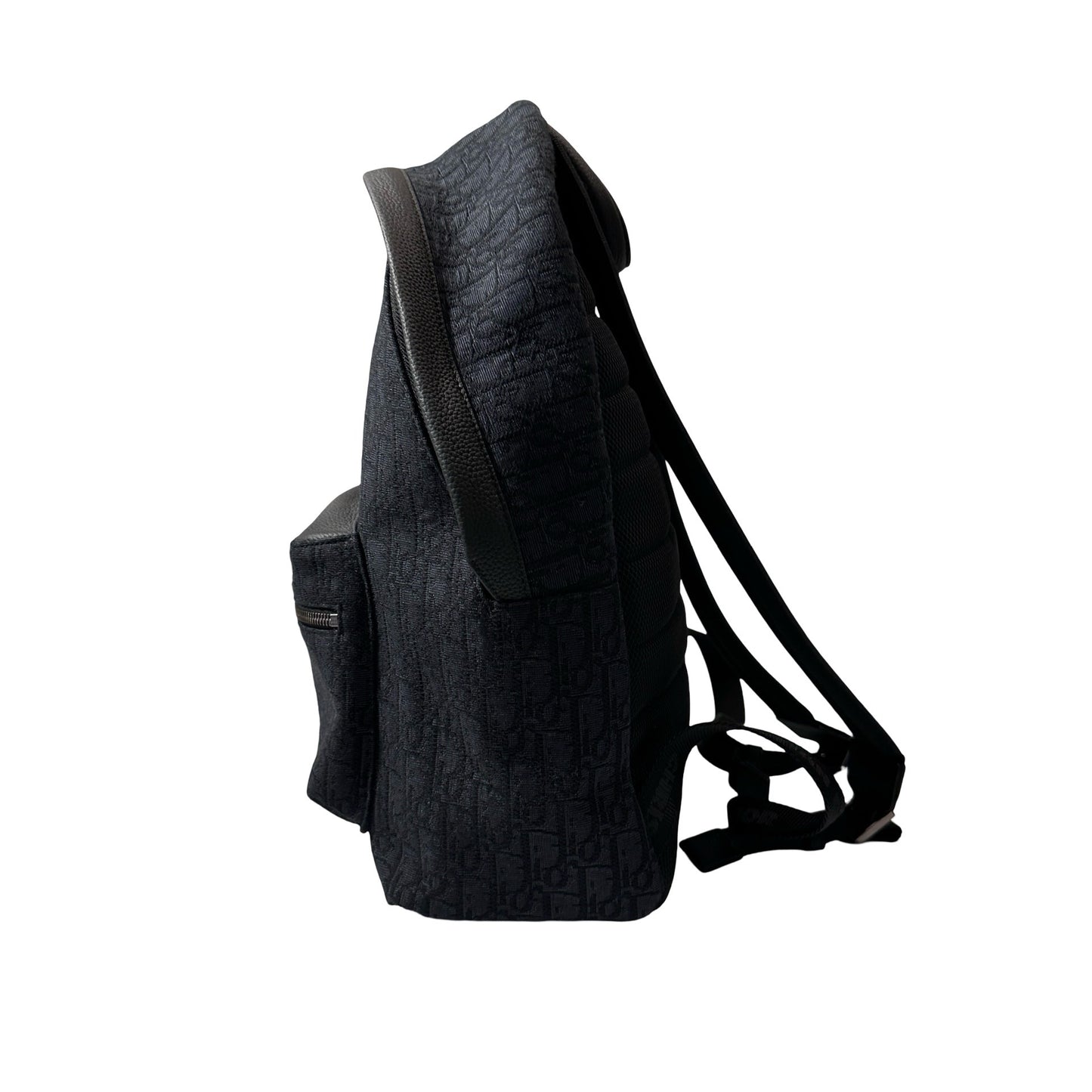 Used Dior Technical fabrics Cotton Calfskin Leather Backpack Navy Blue PHW