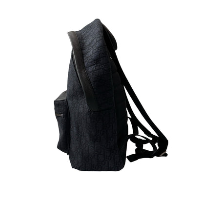 Used Dior Technical fabrics Cotton Calfskin Leather Backpack Navy Blue PHW