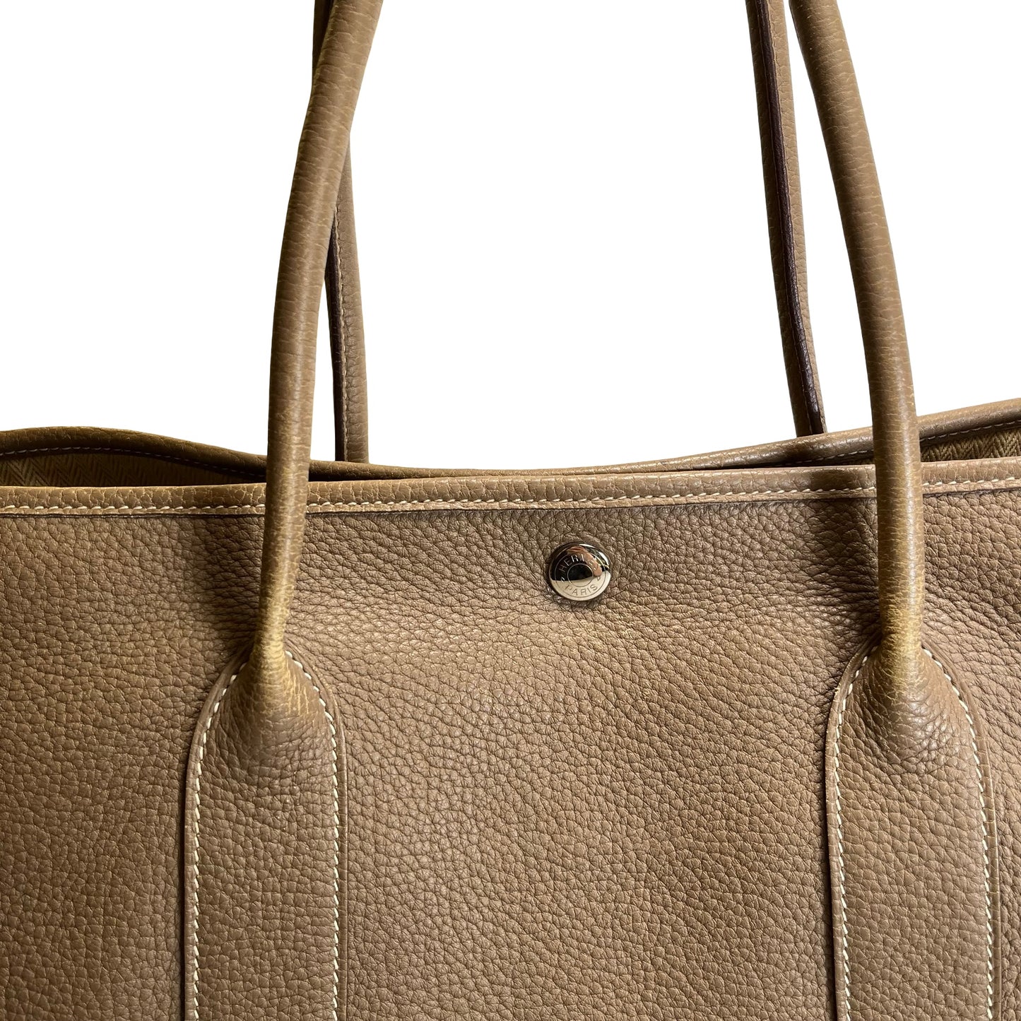Used HERMES Negonda Leather Garden Party Tote Bag Etoupe