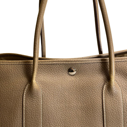 Used HERMES Negonda Leather Garden Party Tote Bag Etoupe