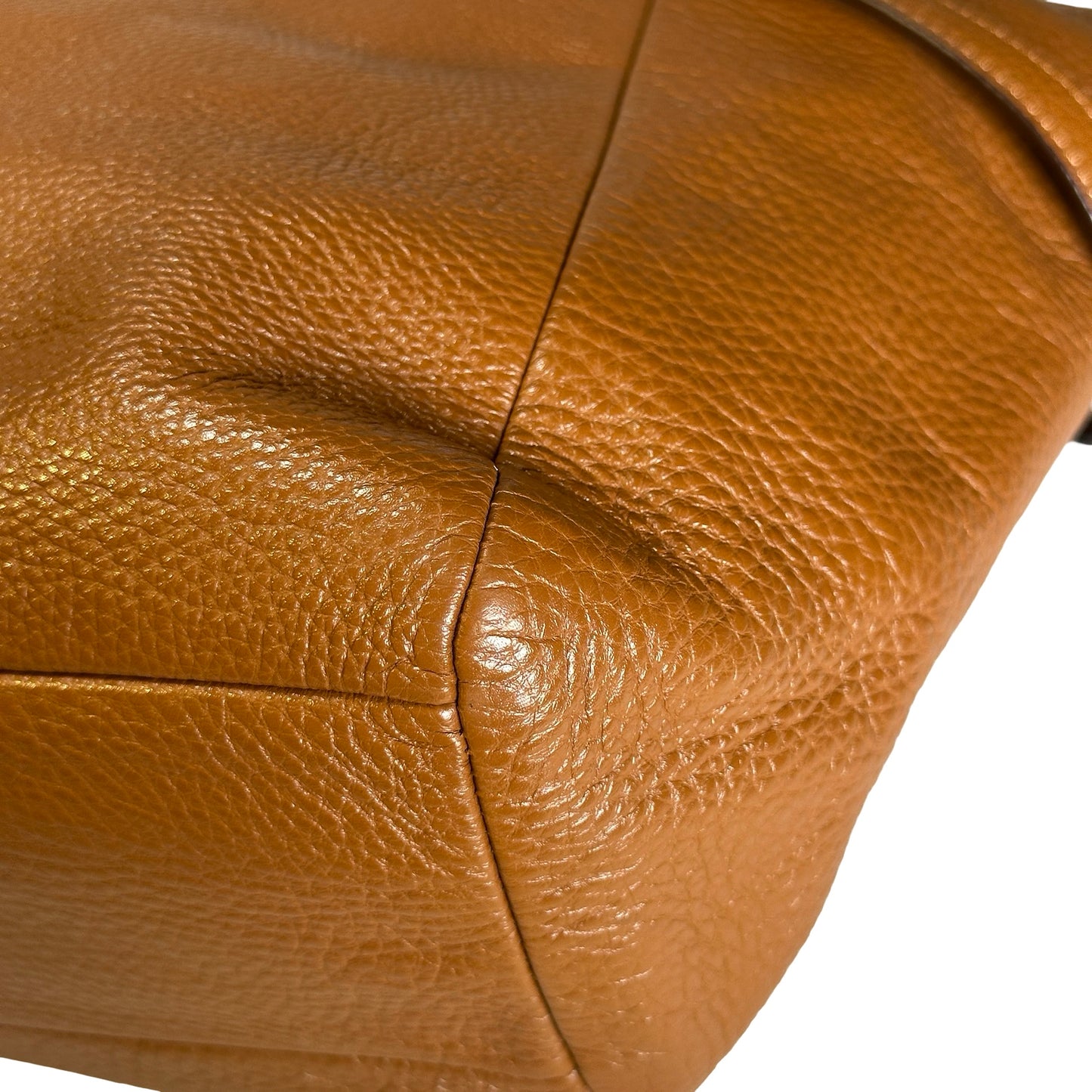 Used COACH Pebbled Leather Tyler Carryall Tote Bag Brown