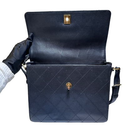 Used CHANEL Caviar Quilted Quilted Shoulder Bag Black Gold