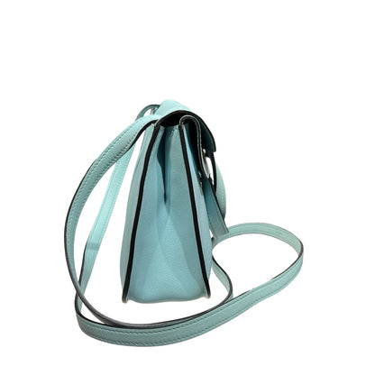 Used HERMÈS Mini Halzan Shoulder Bag Light Blue PHW