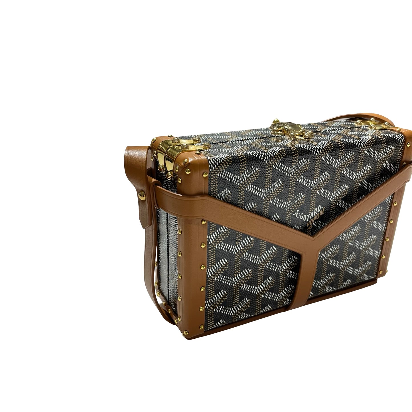 Used GOYARD Goyardine Minaudiere Crossbody Bag Black Brown