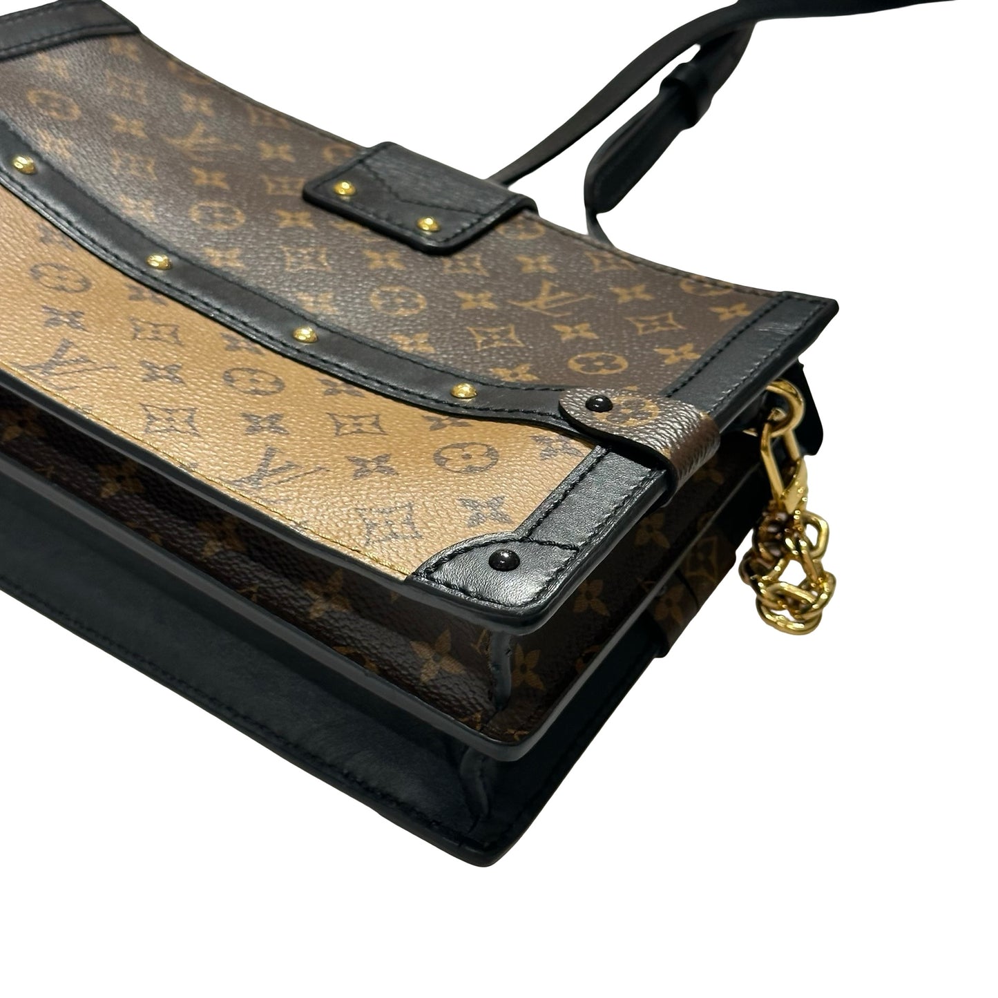 Used LOUIS VUITTON Monogram Reverse Trunk Clutch Brown Black GHW