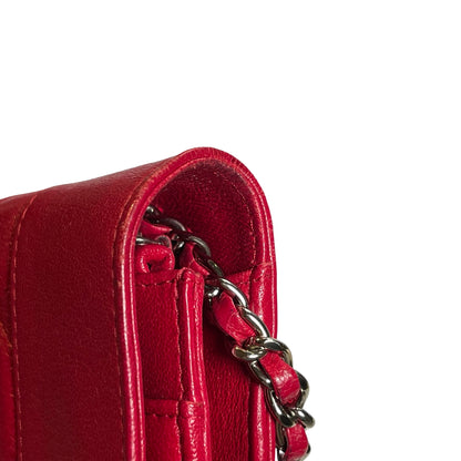 Used CHANEL Quilted Leather Wallet On Chain (WOC) Wallet on chain Red PHW