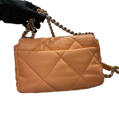 Used CHANEL Lambskin Leather 19 Small Cross Body Bag Pink PHW