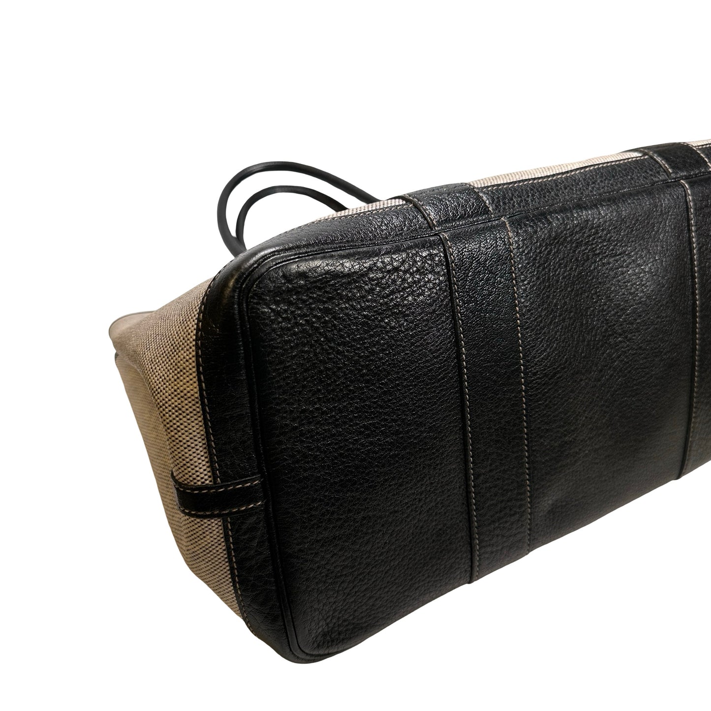 Used HERMES CANVAS GP 36 Handbag Black Grey PHW