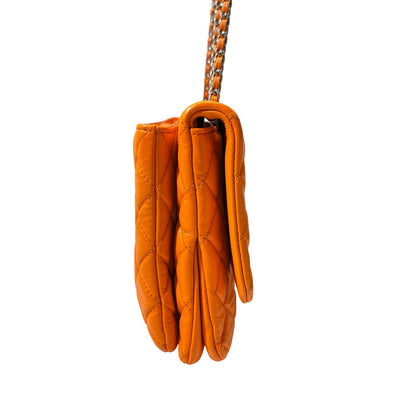 Used CHANEL FLAP Cross Body Orange PHW Cross Body Bag Orange