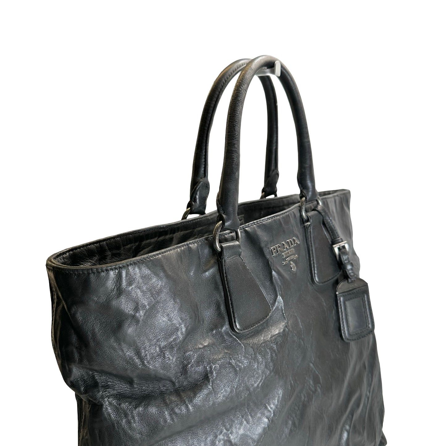 Used PRADA Leather Tote Bag Tote Bag Black