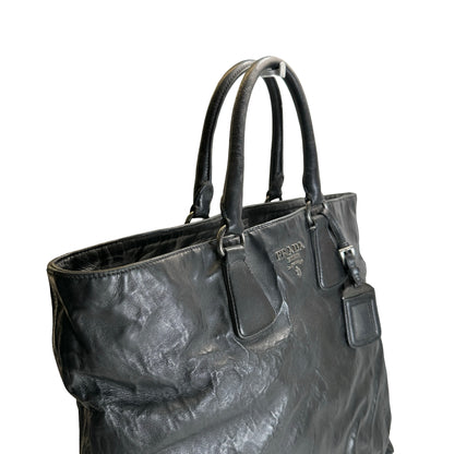 Used PRADA Leather Tote Bag Tote Bag Black