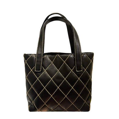 Used CHANEL Lambskin Leather Vintage Black GHW Handbag Black