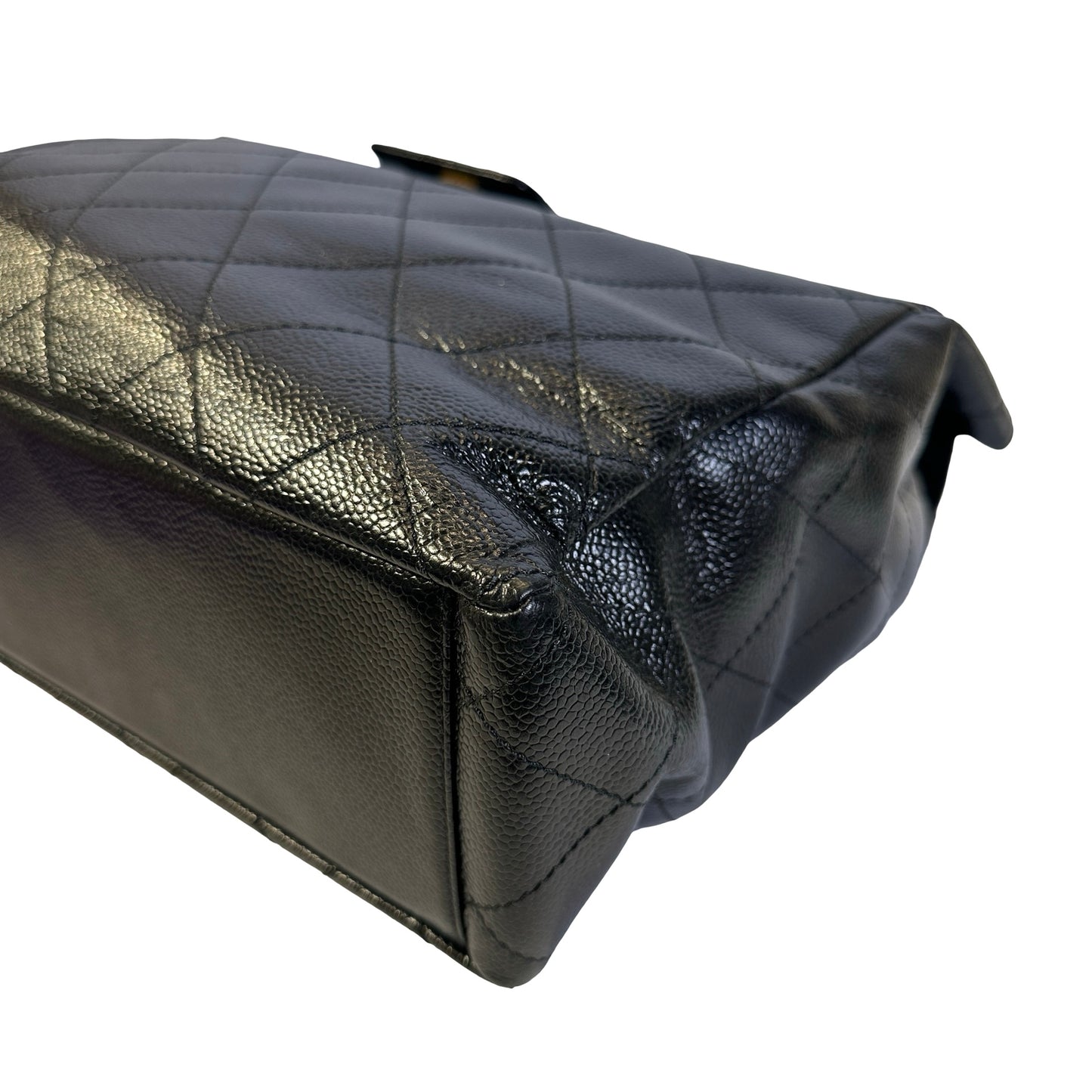 Used CHANEL Caviar Quilted Jumbo Tote Bag Shoulder Bag Black