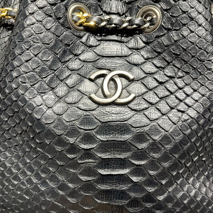 Used CHANEL Snake Skin Gabrielle Backpack Black