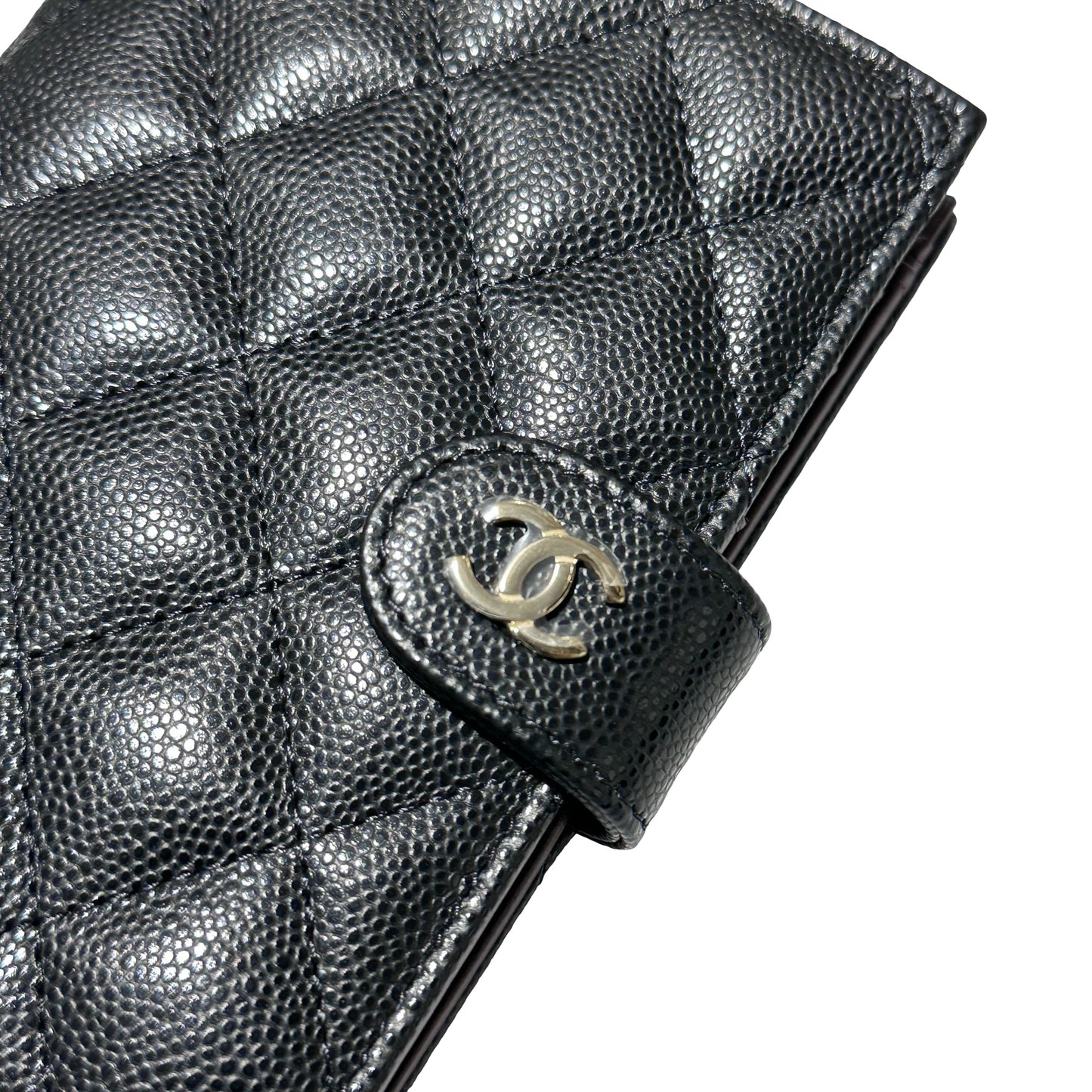 New CHANEL Calfskin Leather Passport Case Black GHW