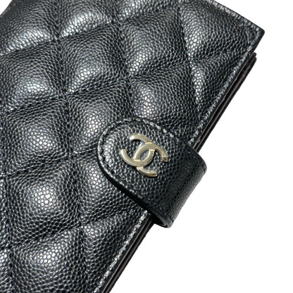 New CHANEL Calfskin Leather Passport Case Black GHW