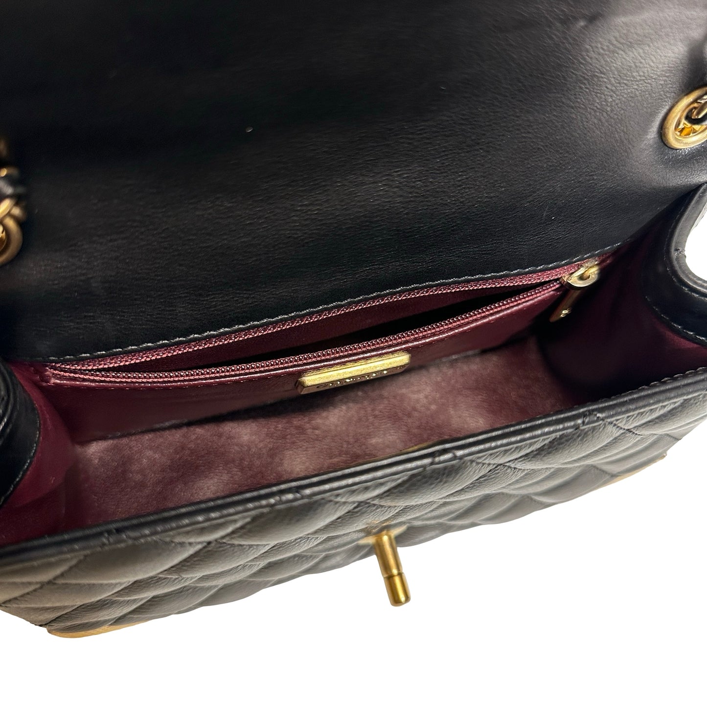 Used Chanel Rock The Corner Mini Flap Shoulder Bag Black GHW