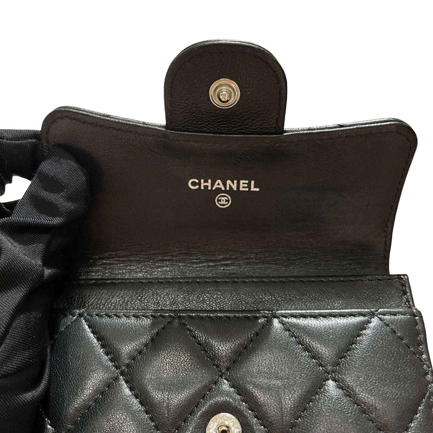 Used Chanel Lambskin Wallet Black PHW