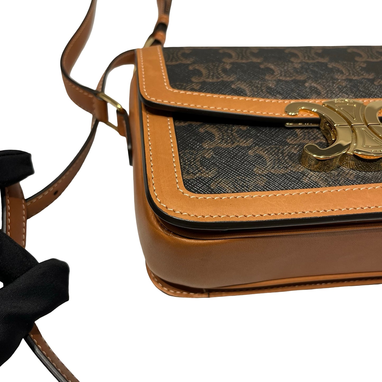 Used CÉLINE Triomphe Cross Body Bag Brown GHW