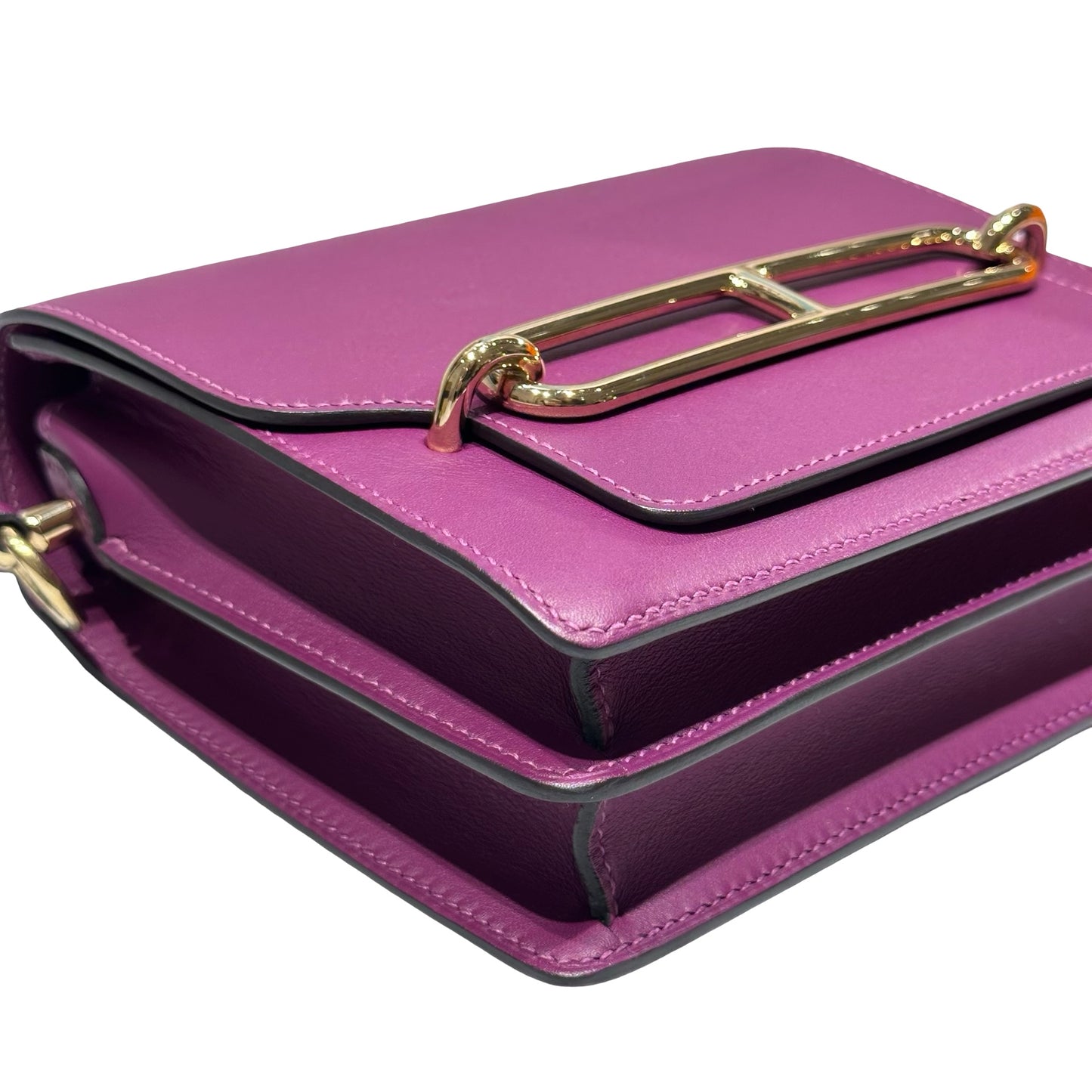 Used HERMÈS MINI ROULIS Cross Body Bag Purple GHW
