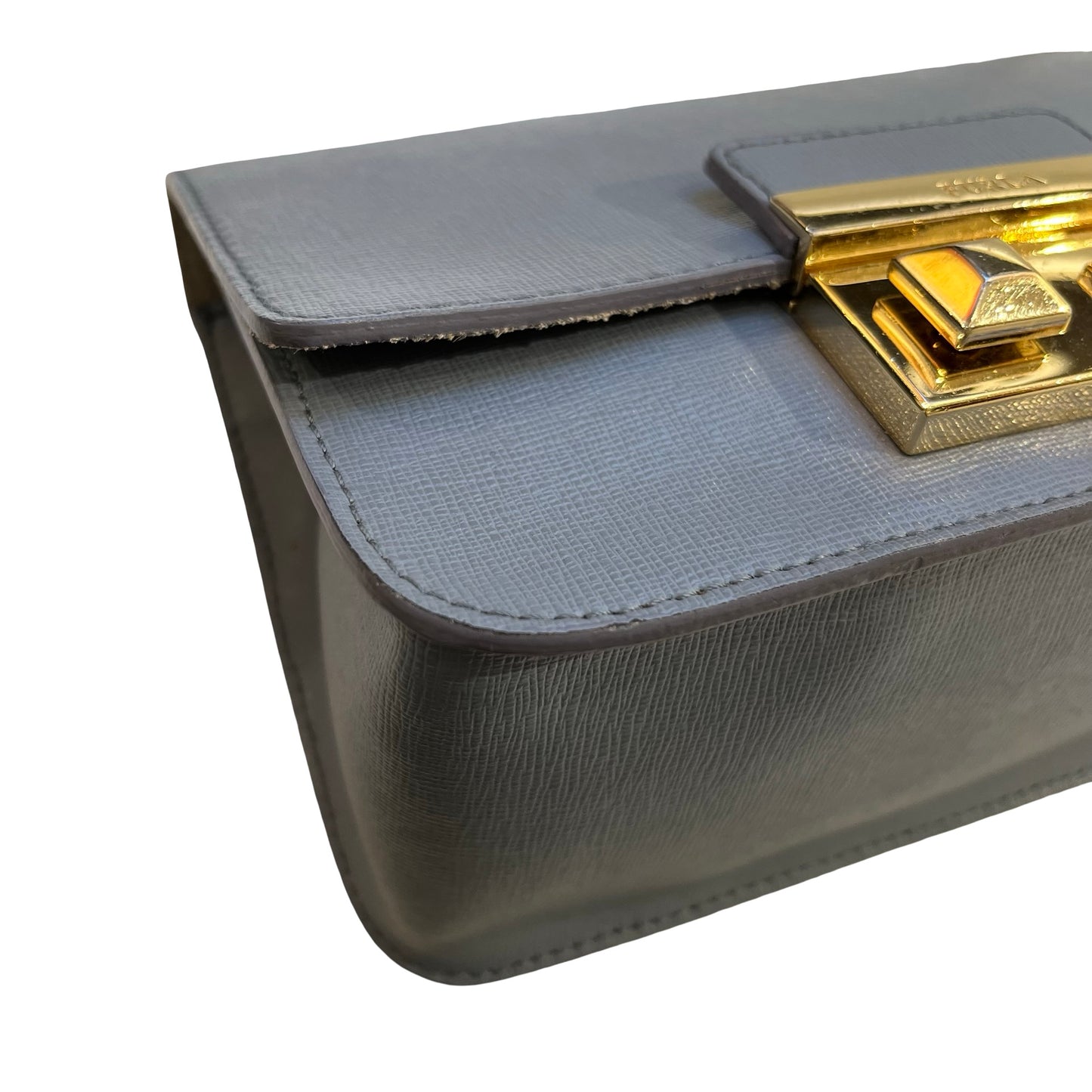 Used FURLA Calfskin Leather Furla Crossbody Cross Body Bag Blue GHW