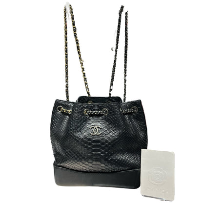 Used CHANEL Snake Skin Gabrielle Backpack Black