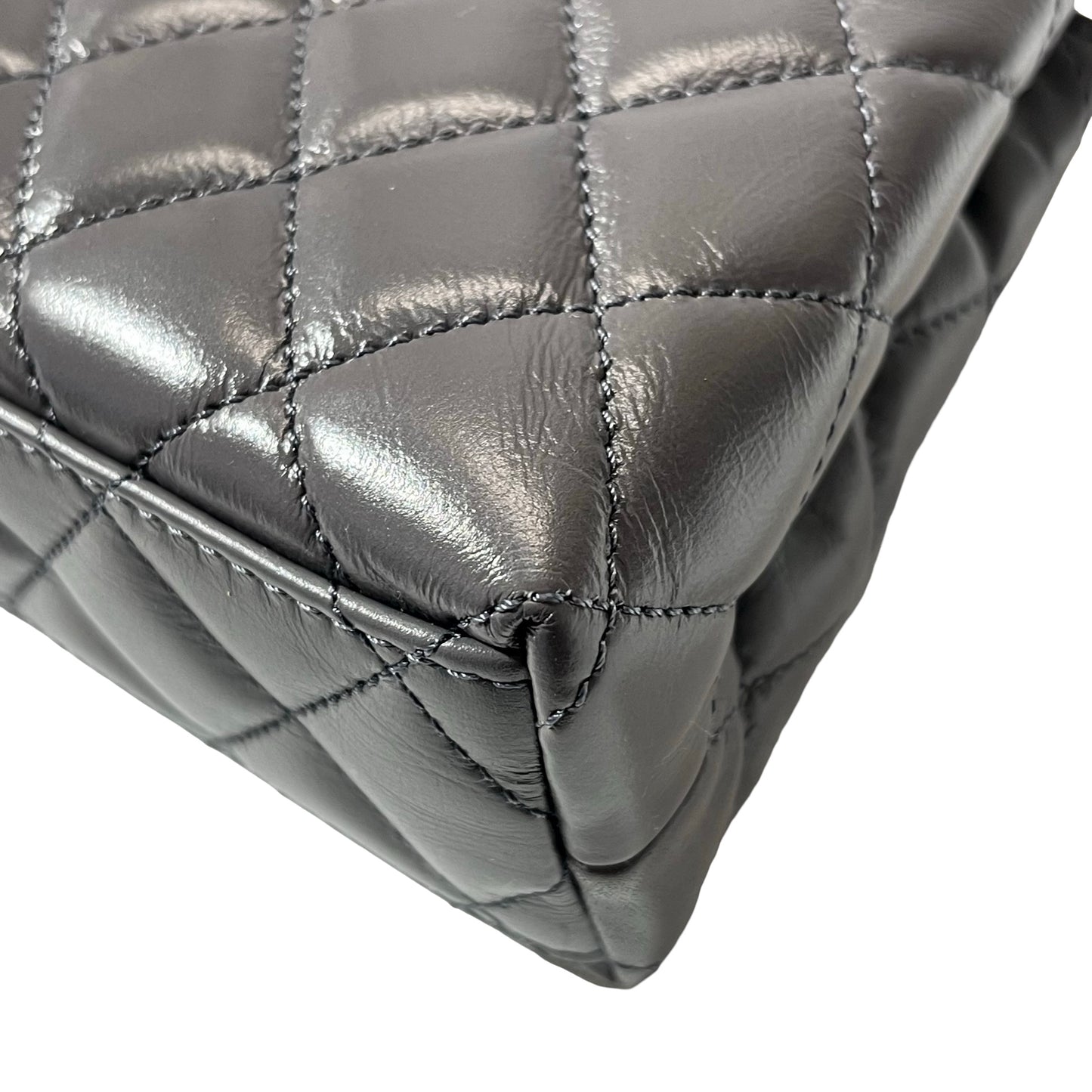Unused CHANEL KELLY Cross Body Bag Grey GHW