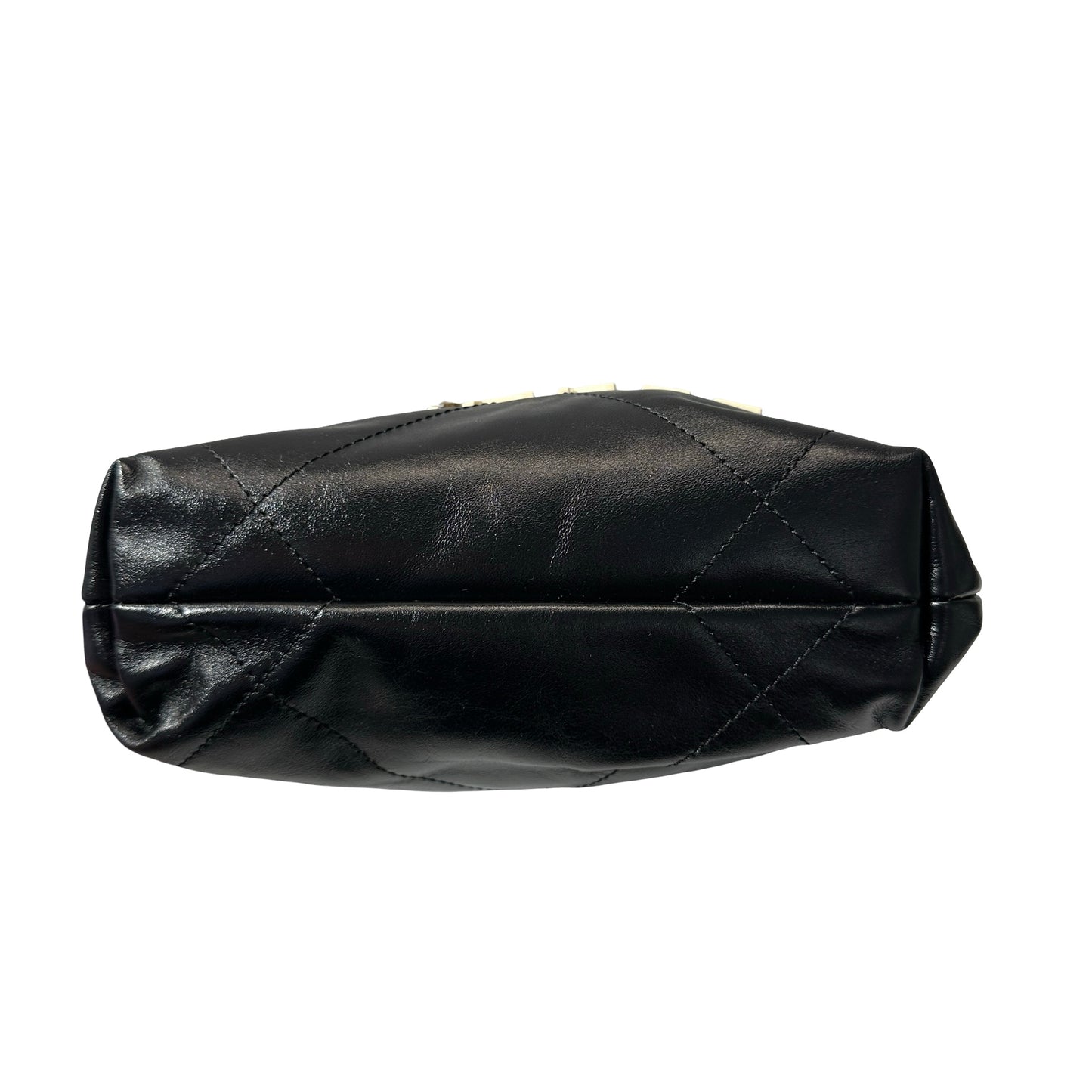 Used CHANEL Shiny Calfskin Mini 22 Shoulder Bag Black GHW