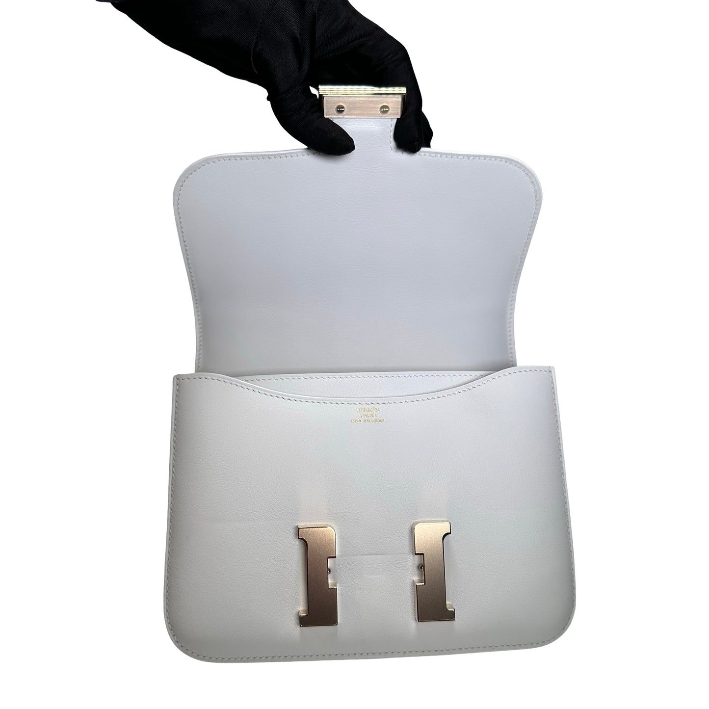 Used HERMES MINI CONSTANCE Shoulder Bag WHITE GHW